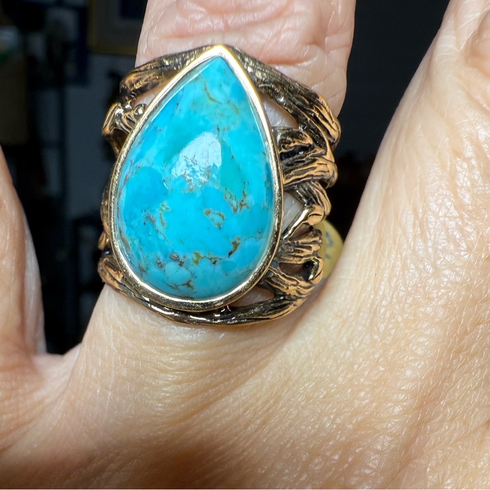 Studio Barse Bronze Turquoise Teardrop Ring - Picture 5 of 5